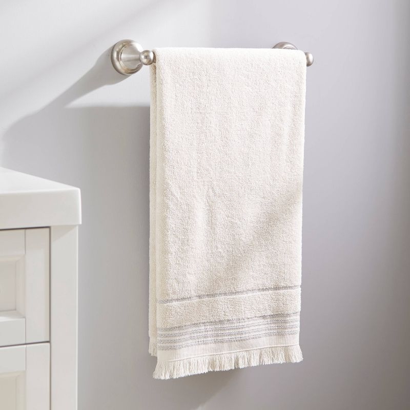 Jude Fringe Bath Towel Dark Taupe - Saturday Knight Ltd.: 100% Cotton, Midweight, Reversible, Terry Cloth