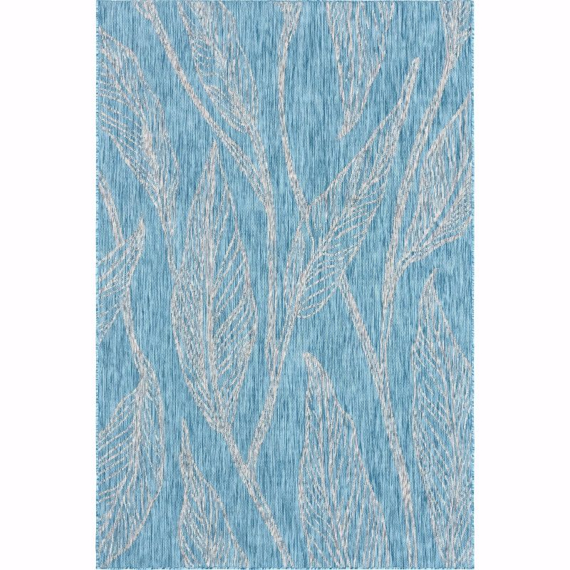 Unique Loom 6' 1 x 9' 0 Rectangle Indoor/Outdoor Botanical Light Aqua Area Rug