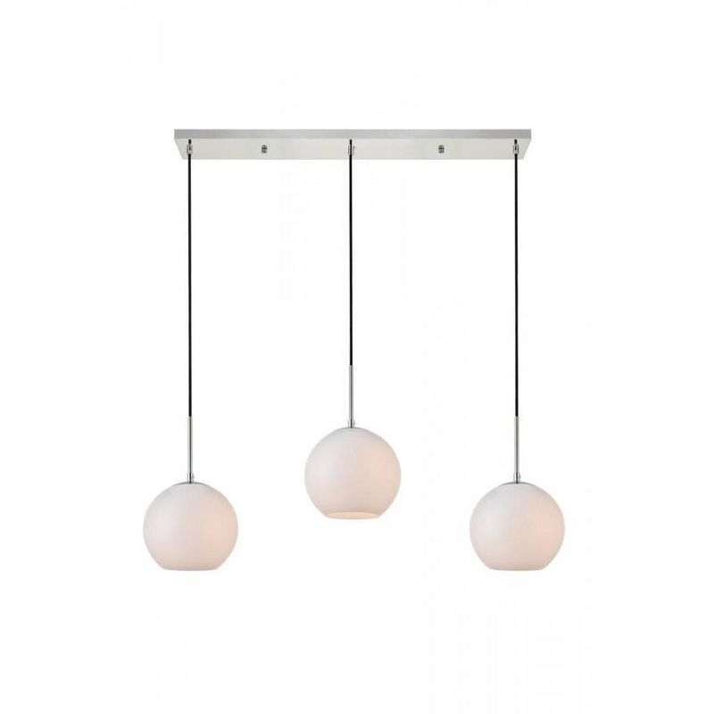 Elegant Lighting Baxter 3 Lights Chrome Pendant With Frosted White Glass