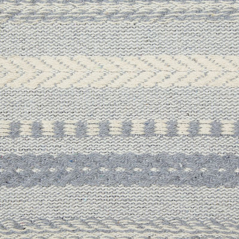 Design Imports  Braided Stripe Jacquard Fringe Table Runner, 15X72", Cool Gray