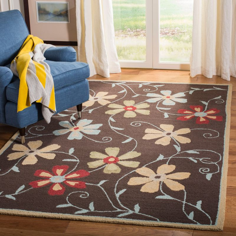 Blossom BLM784 Hand Hooked Area Rug - Brown/Multi - 8'x10' - Safavieh.