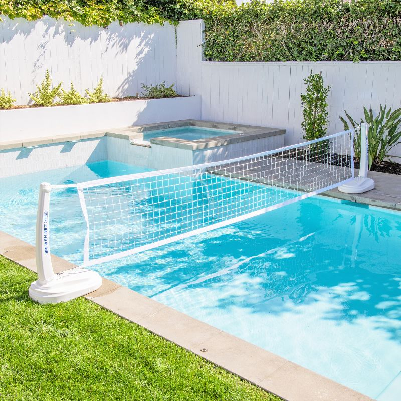 GoSports Splash Net PRO Pool Volleyball Net - Includes 2 Water Volleyballs and Pump - White