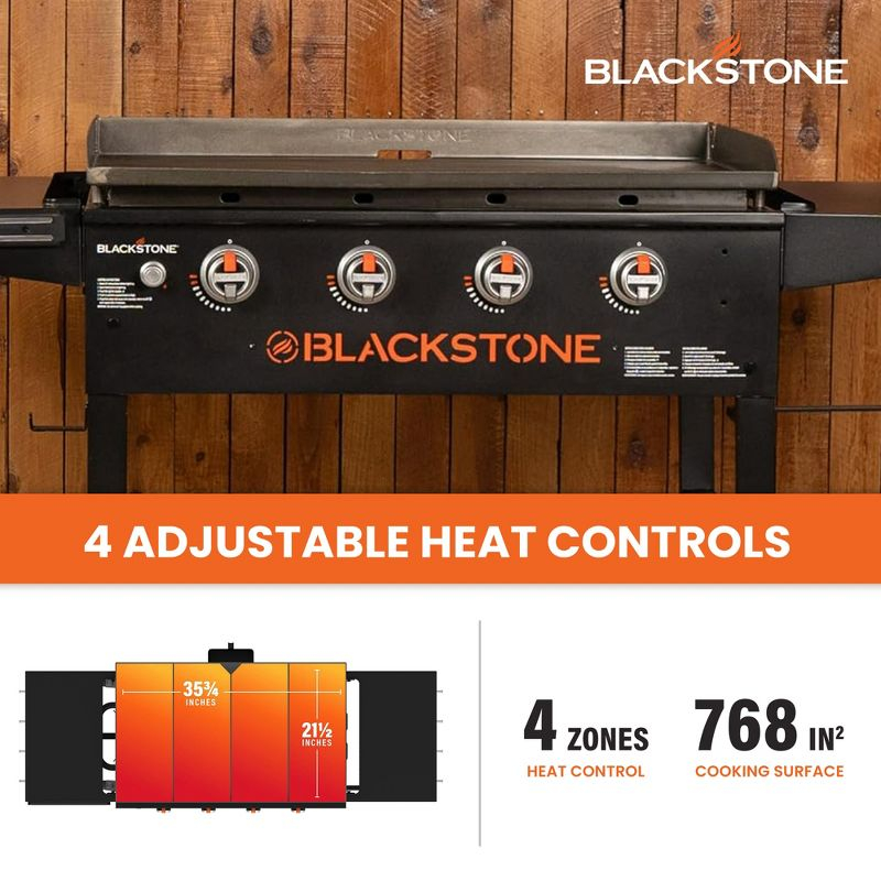 Blackstone Portable Outdoor Gas Griddle 4 Burner Propane Flat Top Grill, BBQ Cooking Station for Camping and Backyard, 36 Inch Cooking Surface, Black