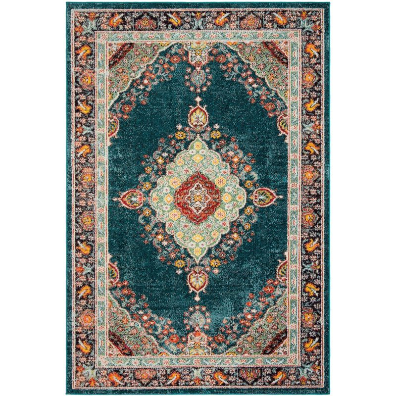 Madison 200 MAD252 Power Loomed Indoor Area Rug - Navy/Turquoise - 5'3"x7'6" - Safavieh