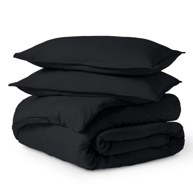 Full Black Double Brushed Duvet Cover Set by Bare Home