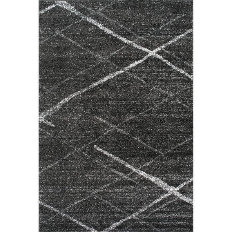 Nuloom 2x3 Thigpen Contemporary Indoor Area Rug, Charcoal, Abstract Lines, Non-Slip Backing, Stain Resistant, Bedroom Living Room, Kitchen
