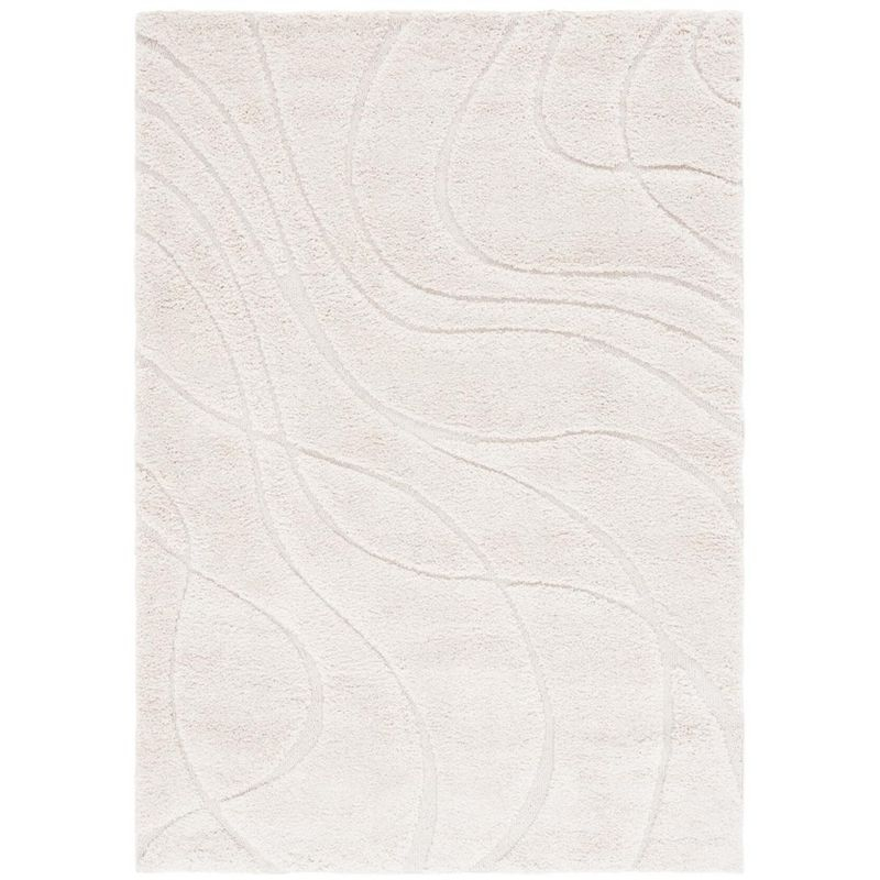 Florida Shag SG471 Power Loomed Indoor Area Rug - Creme/Creme - 5'3"x7'6" - Safavieh