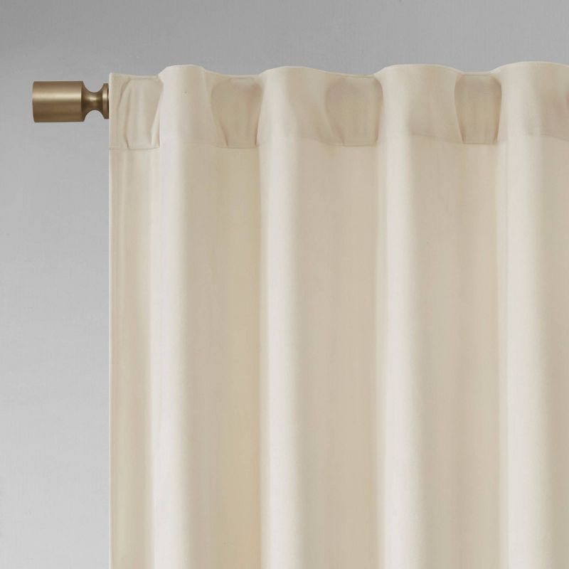 Set of 2 (63"x37") Bryce Poly Velvet Room Darkening Curtain Panels Ivory: Modern Living Room Decor by 510 Design