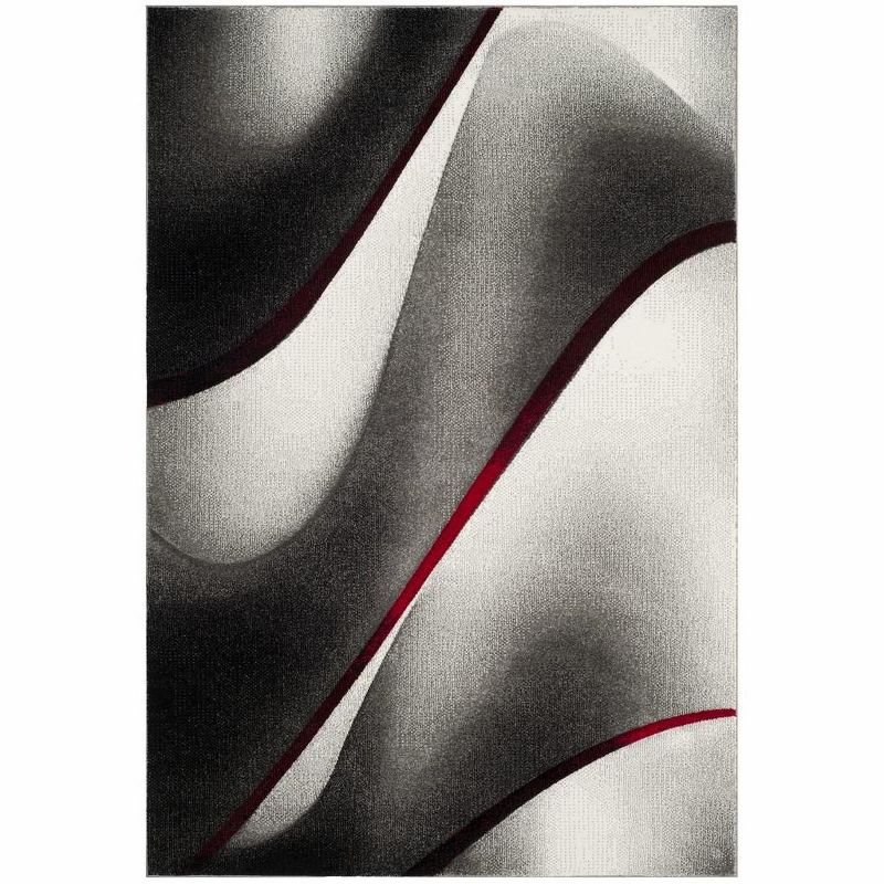 Hollywood HLW712 Machine Made Area Rug - 6'7"x9' - Grey/Red - Safavieh
