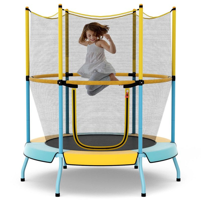 Costway 48" Toddler Trampoline for Kids with Safety Enclosure Net Heavy-duty Frame Yellow