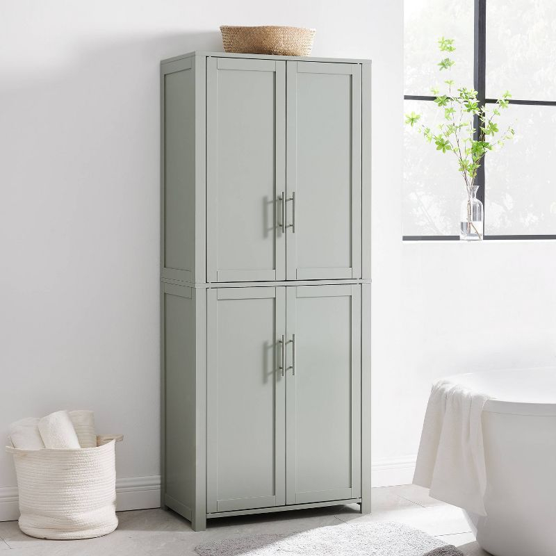 Savannah Tall Pantry Gray - Crosley: Shaker-Style Doors, Adjustable Shelves, Kitchen Storage