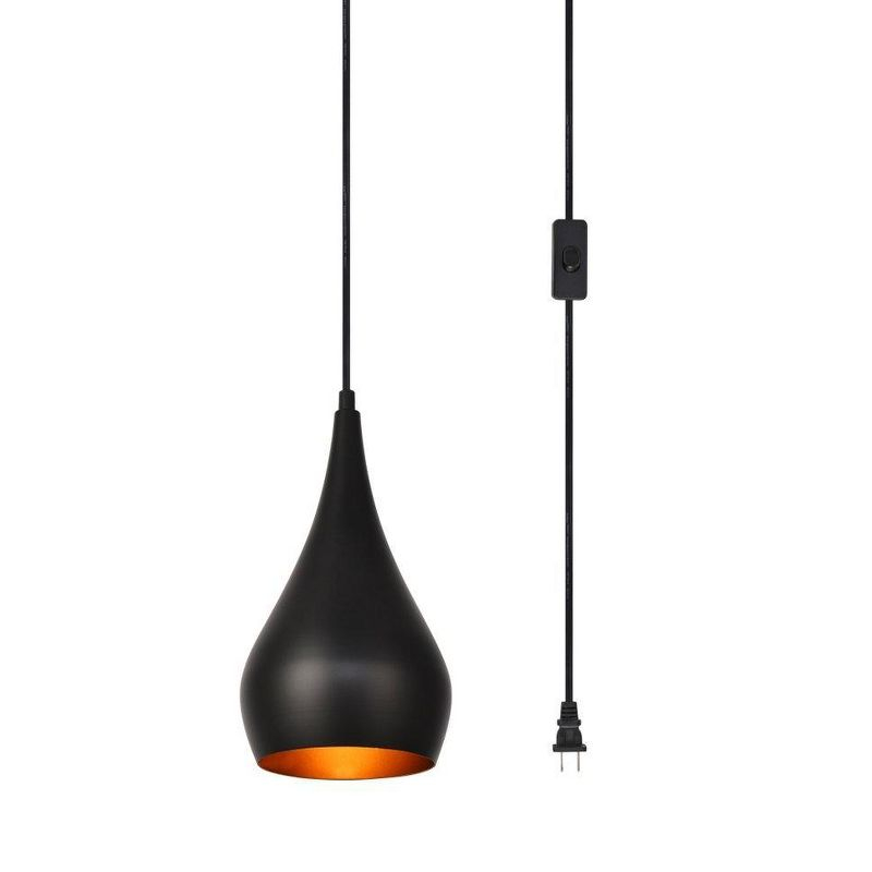 Elegant Lighting Nora 1 Light Black plug-in pendant