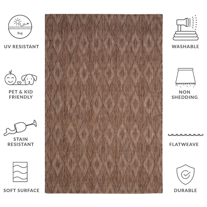 Courtyard CY8522 UV & Stain Resistant Non-Shedding Power Loomed Indoor/Outdoor Area Rug - Brown/Brown - 6'7"x9'6" - Safavieh