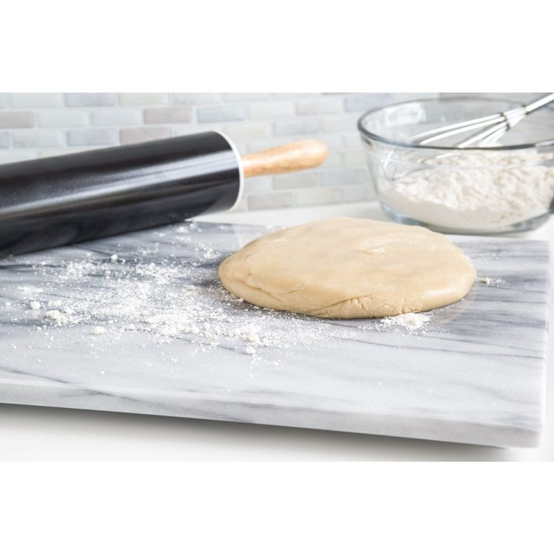 Fox Run Marble Pastry Rolling Pin Board Smooth with Rounded Edges 20" x 16" Grey