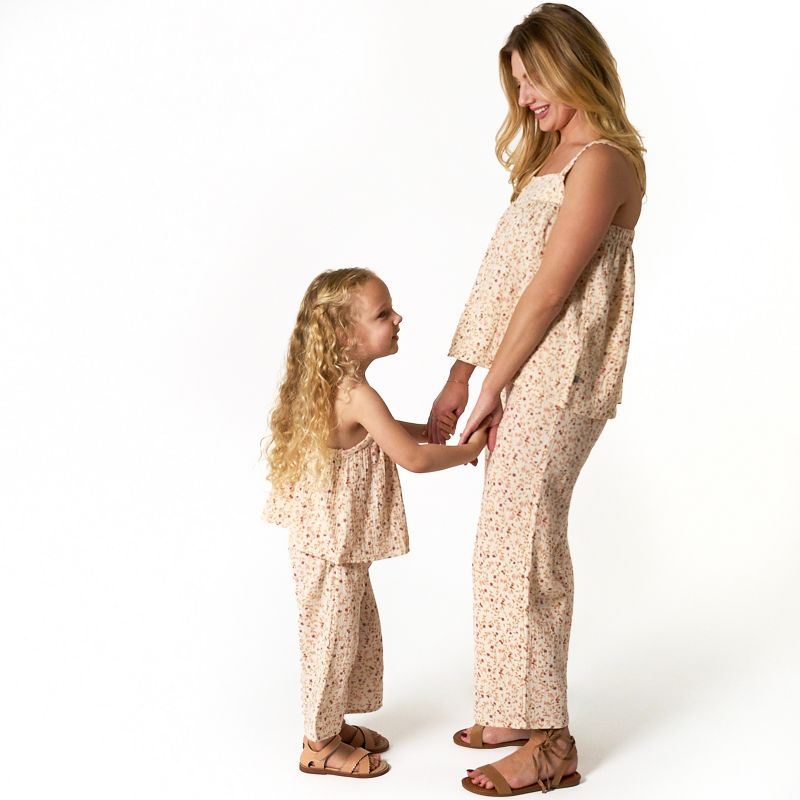 Modern Moments™ by Gerber Mommy & Me Toddler and Adult 2-Piece Top and Cropped Pants Set, Beige Vine Floral, X-Large