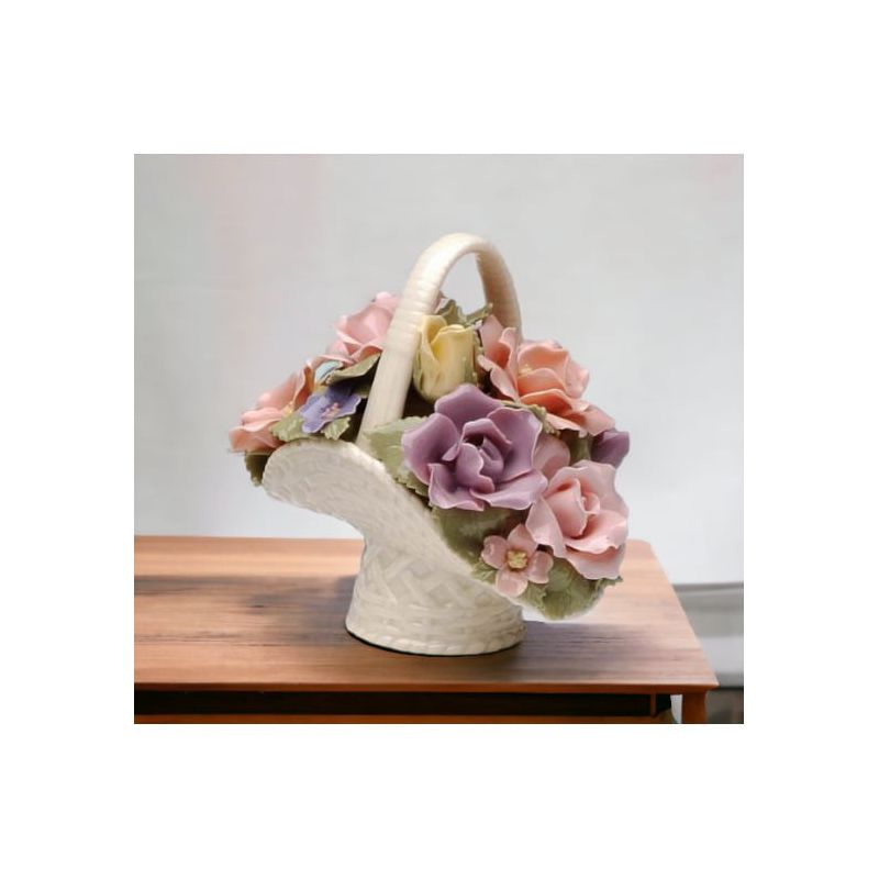 Kevins Gift Shoppe Hand Crafted Ceramic Roses Decorative Basket