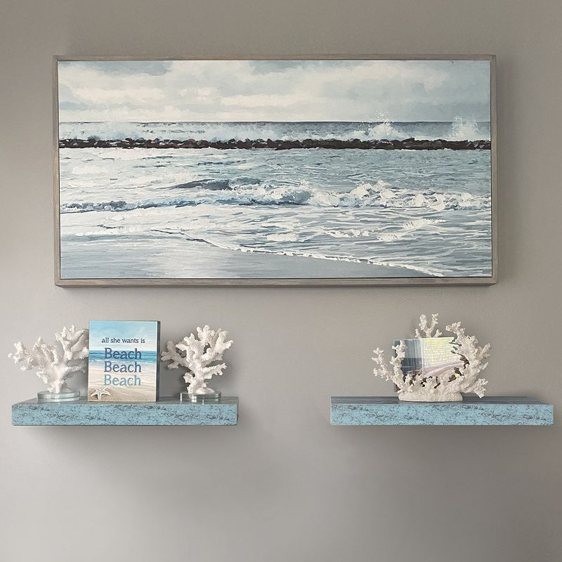 2 Pack 16 Inch Sorbus Coastal Rectangle Floating Shelves - for Home Décor to Display Trophies, Books, Frames, and more (Rustic Blue)