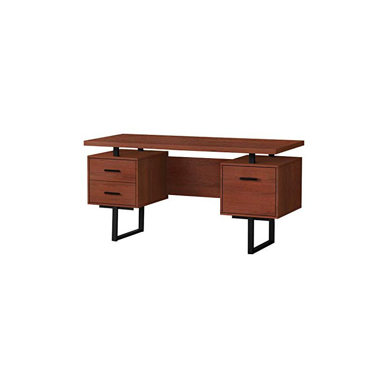 Monarch Specialties Computer Desk Home Office Laptop Left Right Set-Up Storage Drawers 60InchL Work Metal Laminate Brown Black Contemporary Modern