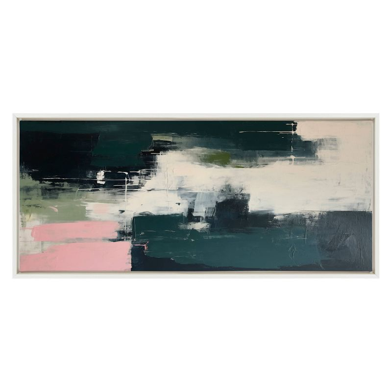 Kate & Laurel All Things Decor 18"x40" Sylvie Emerald Blush Framed Canvas by Amy Lighthall White