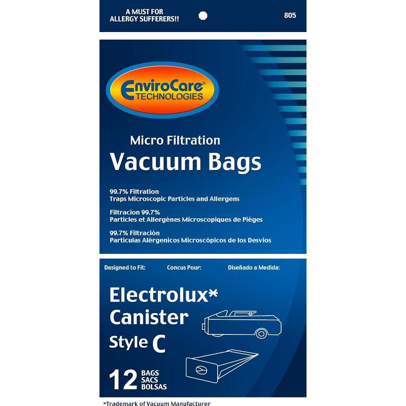 Electrolux Canisters Style C Micro Filtration Vacuum Cleaner Dust Bags 12 Pack