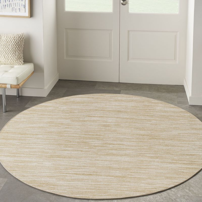 Nourison Essentials Easy Care Indoor Outdoor Area Rug - Ivory Gold 4' x Round