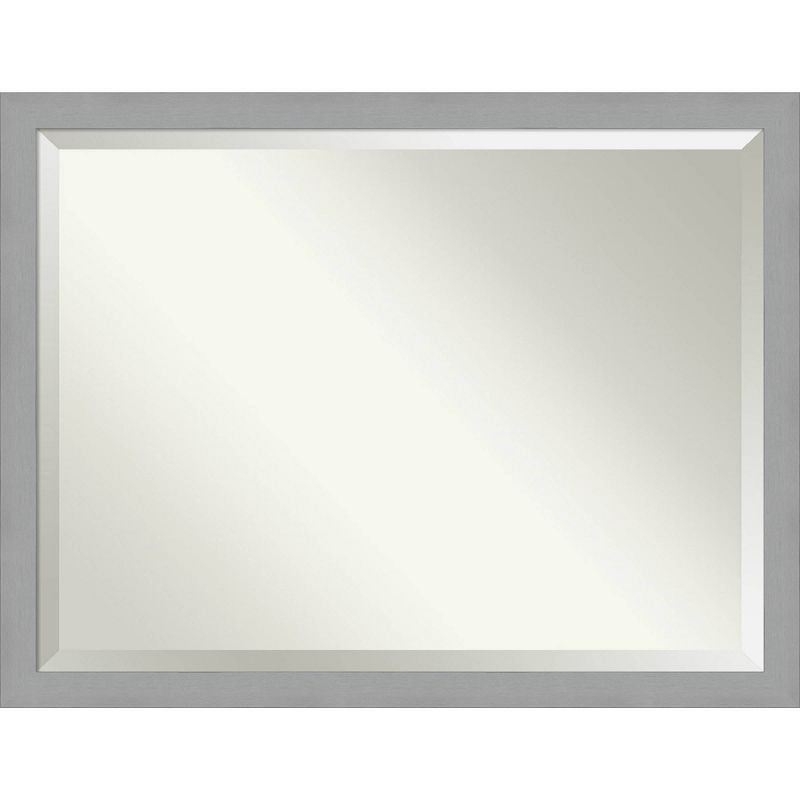 44" x 34" Brushed Nickel Framed Wall Mirror Silver - Amanti Art: Modern Rectangle, No Assembly Required