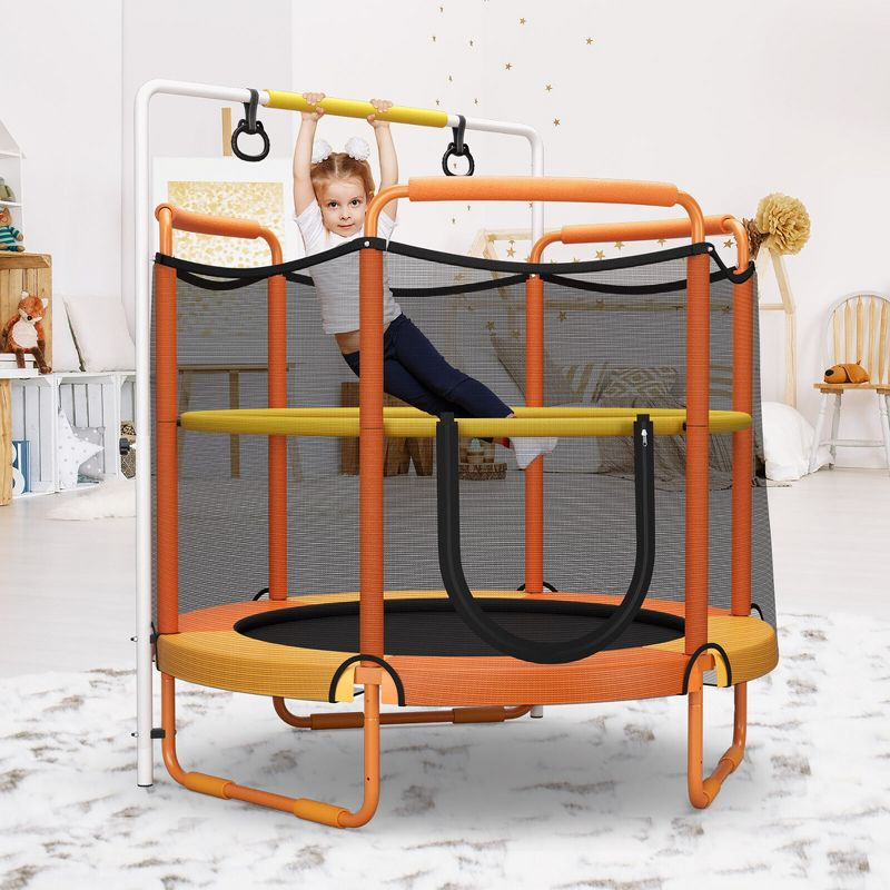 Costway 5FT Kids 3-in-1 Game Trampoline Seamless W/ Enclosure Net Spring Pad In/ Outdoor