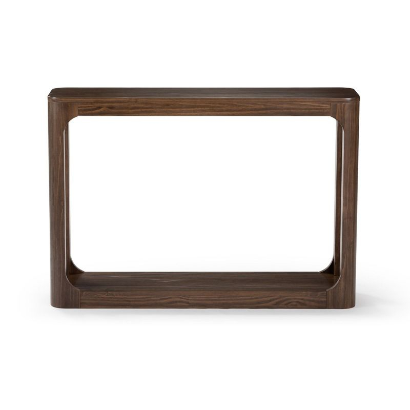 Plank+Beam 46" Forma Console Table, Solid Wood Rounded Edge Sofa Table with Storage Shelves, Narrow Entryway Table, Walnut