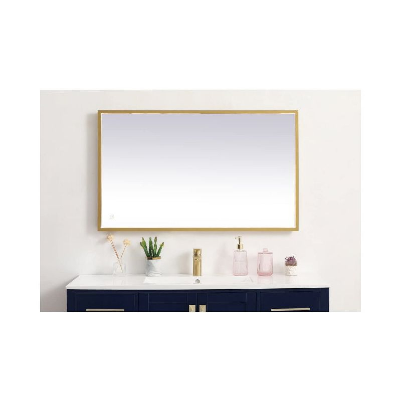 Elegant Lighting Pier 24x30 inch LED Mirror with Adjustable Color Temperature 3000K/4200K/6400K in Brass