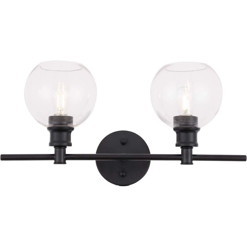 Elegant Lighting Collier 2 light Black and Clear glass Wall sconce