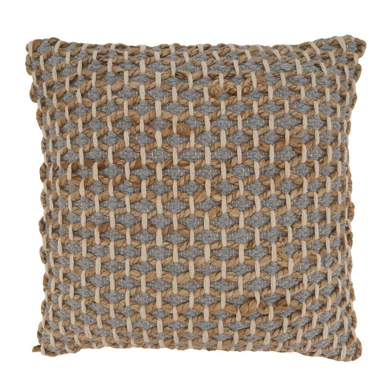 Saro Lifestyle Rope  Decorative Pillow Cover, Grey, 18" x 18"