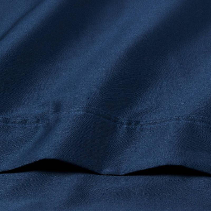 Queen 400 Thread Count Performance Flat Sheet Metallic Blue - Threshold™: Cotton Sateen, Shrink-Resistant, Machine Washable