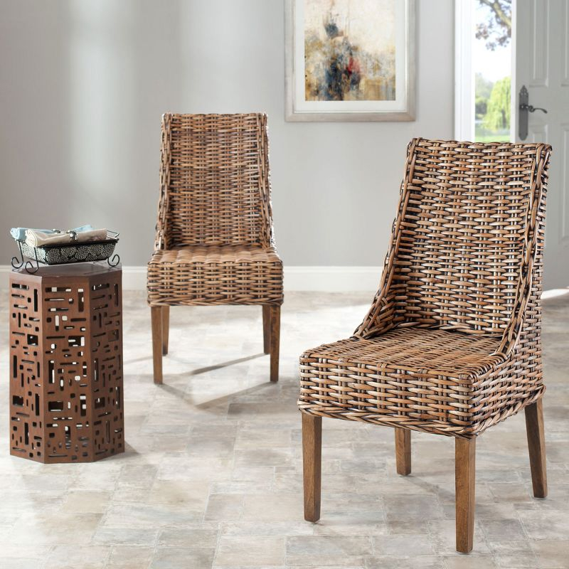 Suncoast 18''H Rattan Arm Chair (Set Of 2) - Brown/Teak Brown - Safavieh