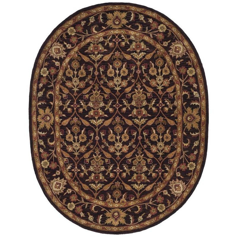 Antiquity AT51 Hand Tufted Indoor Area Rug - Dark Plum/Gold - 4'6"x6'6" Oval - Safavieh