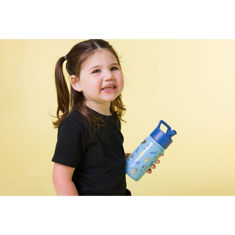 Simple Modern 14oz Stainless Steel Summit Bluey Water Bottle Blue: Kids & Toddler Portable Drinkware, Dishwasher-Safe