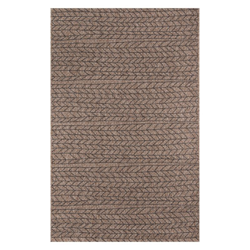 3'11"x5'7" Stripe Loomed Accent Rug Tan - Momeni: Indoor Outdoor Low Pile Entryway Area Rug