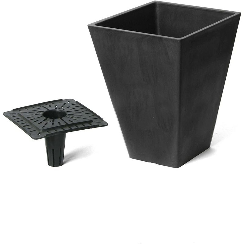 Algreen Valencia Square Flower Pot/Planter, Black, 10in
