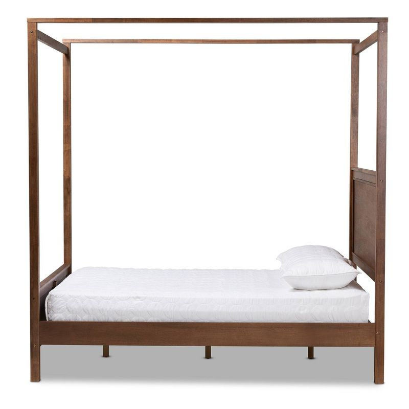 Queen Veronica Wood Platform Canopy Bed with Slats, No Box Spring - Baxton Studio