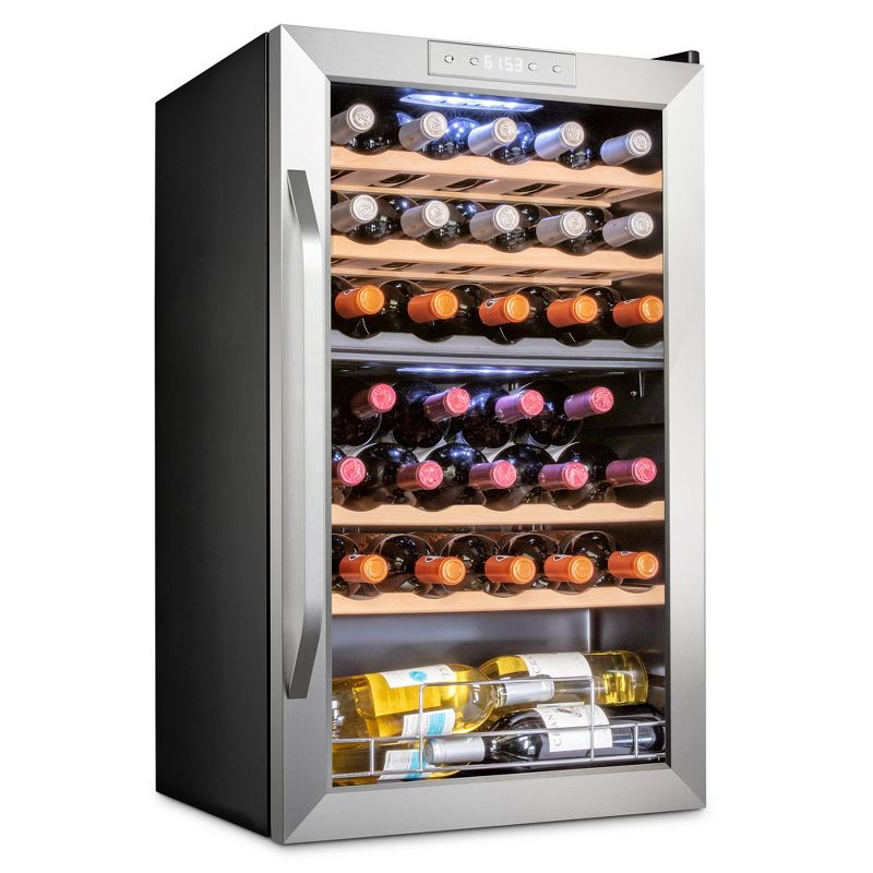 Ivation 33-Bottle Dual Zone Compressor Freestanding Wine Cooler Refrigerator - Stainless Steel
