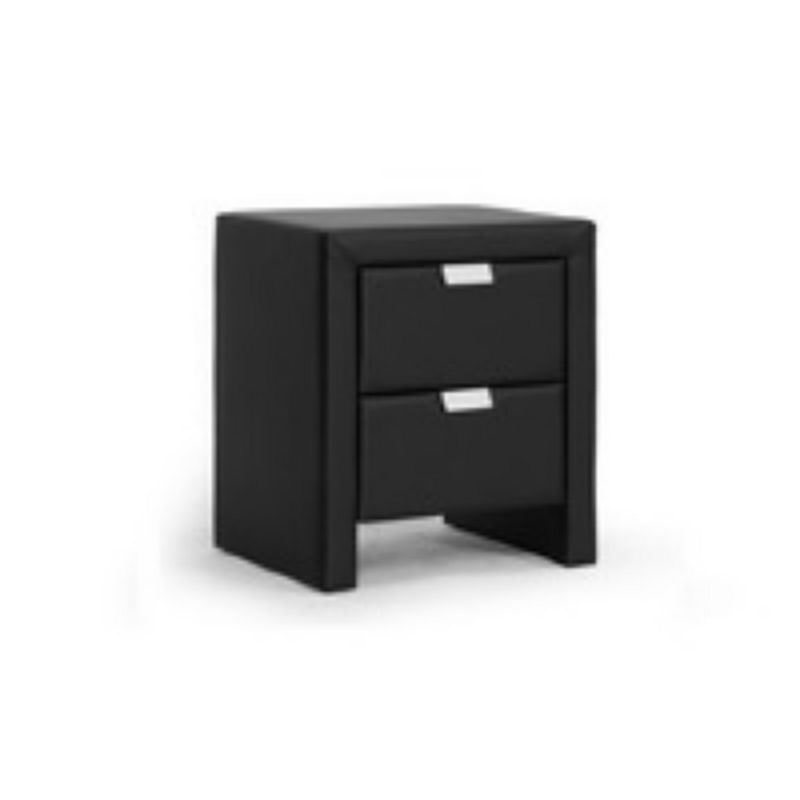 Baxton Studio Frey Upholstered Modern Nightstand Black: Faux Leather, Wood Frame, Bedside Table with Anti-Tip Hardware