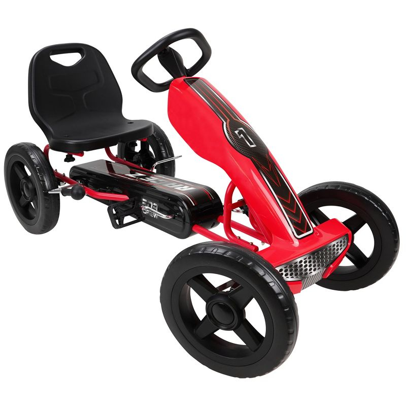 Costway Xmas Gift Go Kart Kids Ride On Car Pedal Powered Car 4 Wheel Racer Toy Stealth Outdoor Red
