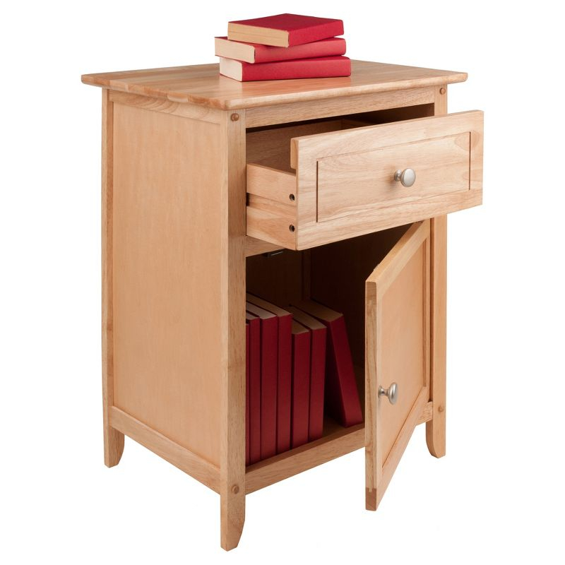 Winsome Eugene Nightstand Natural: Wood Composite Bedside Table with Cabinet Door & Drawer