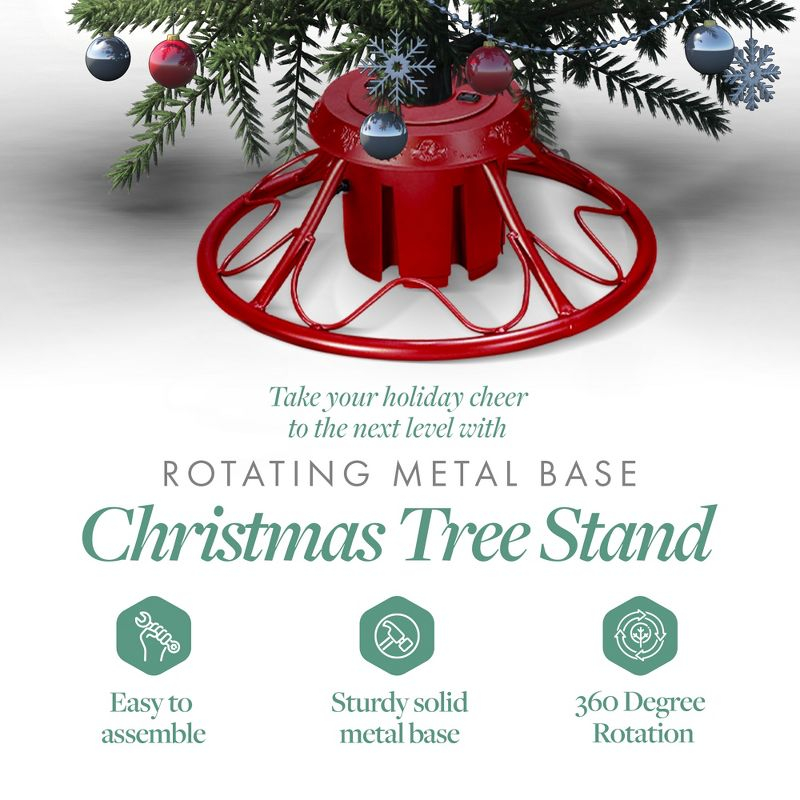 Home Heritage 1-1.75" Artificial Christmas Tree Base Rotating Metal Stand with Snowdrift 6.5 Ft Pre-Lit Artificial Christmas Holiday Tree