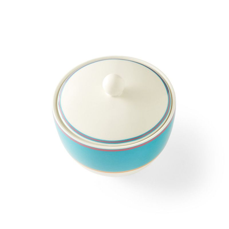 Kit Kemp by Spode Calypso 12oz Sugar Bowl with Lid, Vibrant Turquoise, Porcelain, Dishwasher and Microwave Safe, For Tea and Coffee, Fabulous Gift