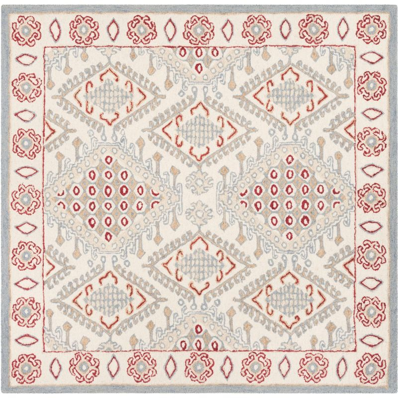 Micro-Loop MLP511 Hand Tufted Area Rug - Ivory/Red - 5'x5' - Safavieh.