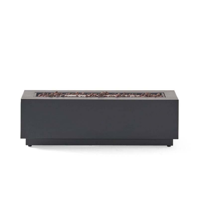 Wellington Outdoor 50000 BTU Rectangular Fire Pit Dark Gray - Christopher Knight Home: Durable Iron, No Assembly Required