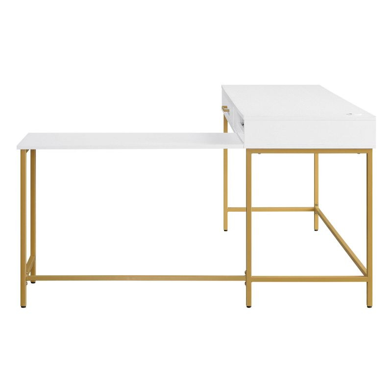 Modern Life L Shaped Desk White - OSP Home Furnishings: Home Office Furniture with All Purpose Drawer