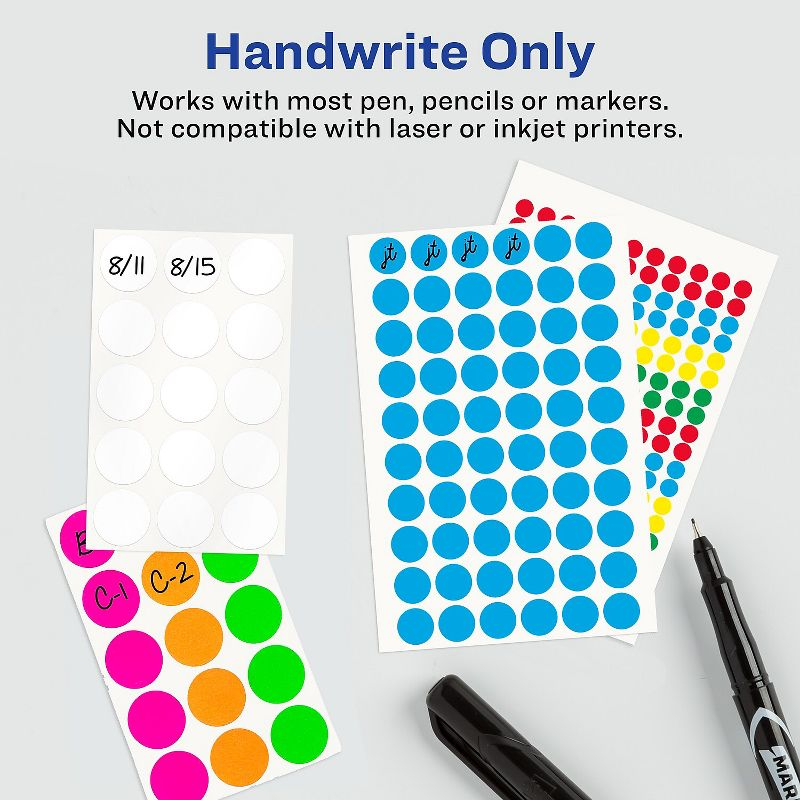 Avery Handwrite Only Removable Round Color-Coding Labels 1/4" dia Assorted 768/Pack 05795