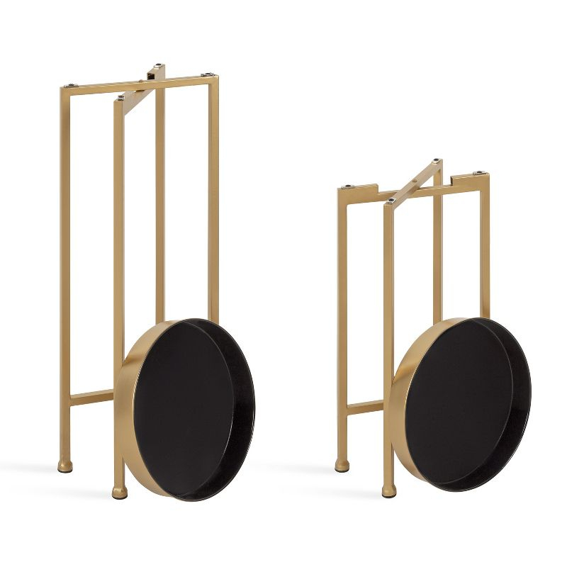 Kate and Laurel Celia Round Metal Nesting Table, 2 Piece, Black and Gold