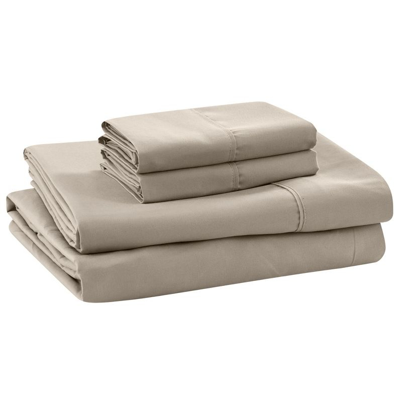 Modern Threads 4-Piece Solid Microfiber Sheet Set, Khaki, Queen